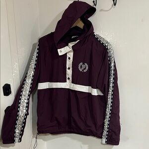 PINK Victoria's Secret Maroon and White Bomber Jacket